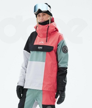 Dope Snow Blizzard LE W Limited Edition Patchwork レディース スキージャケット 赤 緑 | JPHK3612