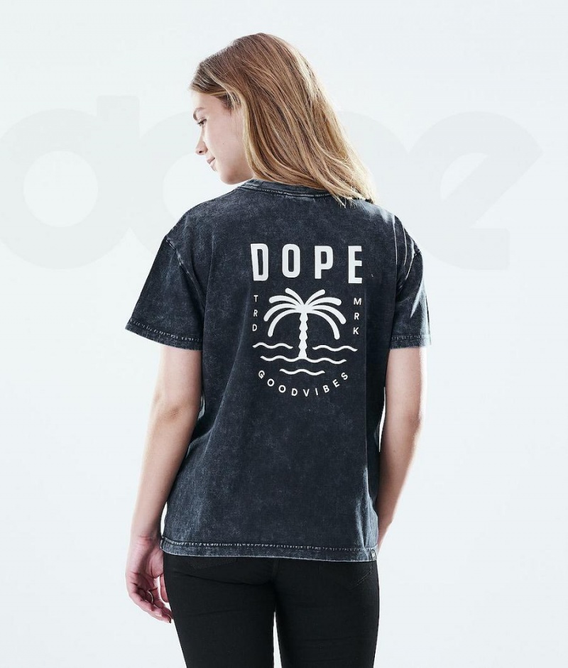 Dope Snow Regular Palm Bleached レディース Tシャツ 黒 | JPHK3767