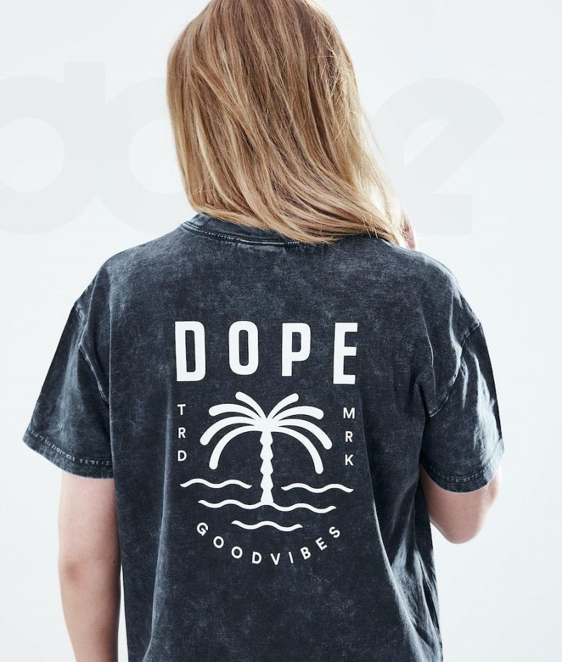 Dope Snow Regular Palm Bleached レディース Tシャツ 黒 | JPHK3767